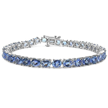 11.88 Carat Genuine Tanzanite .925 Sterling Silver Bracelet